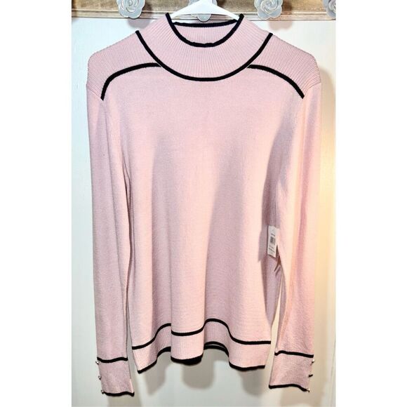 Retrology Pink & Black Himalayan Salt Combo Luxe Sweater W/ Black Accents S:PL - Picture 1 of 7